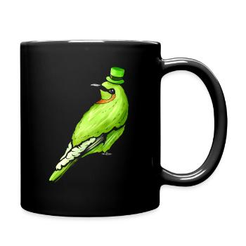 Green Bird With Green Hat For St. Patrick's Day - Full Colour Mug - black - Right
