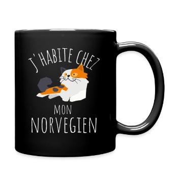 j habite chez mon chat norvegien - Mug uni - noir - Droite