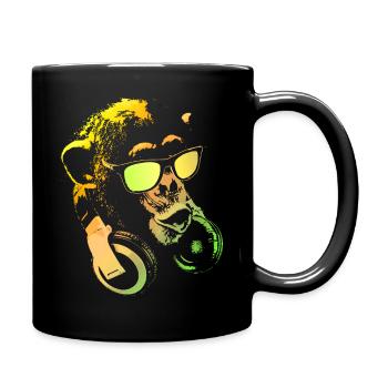 Affen DJ Yellow - Tasse einfarbig - Schwarz - Rechts