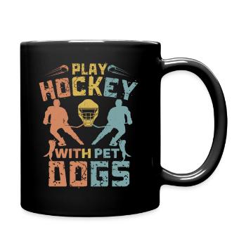 Play Hockey With Pet Dogs - Full Colour Mug - black - Right