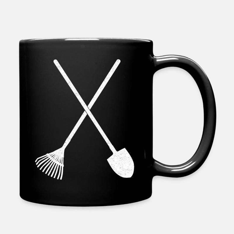 Schaufel und Rechen - Tasse einfarbig - Schwarz