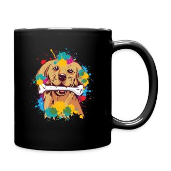 Golden Retriever Pop Art Motiv für Hundebesitzer G - Tasse einfarbig - Schwarz - Rechts