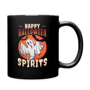 happy halloween spirits with bat and moon party - Full Colour Mug - black - Right