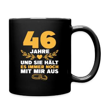 Lavendelhochzeit 46. Hochzeitstag Geschenk Mann - Tasse einfarbig - Schwarz - Rechts