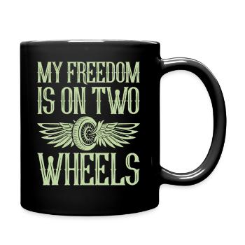 My Freedom Is On Two Wheels - Motorcycle - Full Colour Mug - black - Right