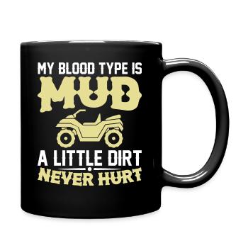 Meine Blutgruppe Ist Dreck Ein Bisschen Dreck Quad - Tasse einfarbig - Schwarz - Rechts