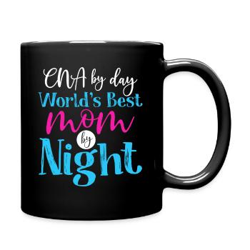 CNA bei Tag weltbeste Mutter bei Nacht - Tasse einfarbig - Schwarz - Rechts