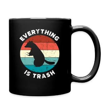 Waschbär Müll - Tasse einfarbig - Schwarz - Rechts