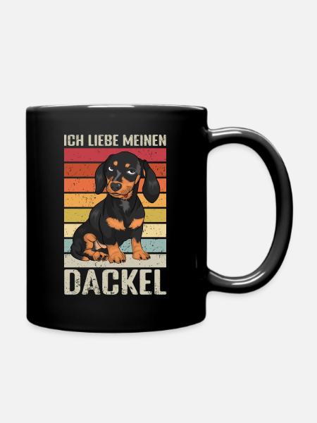 Dackel Hund Hundebesitzer Ich liebe meinen Dackel - Tasse einfarbig - Schwarz