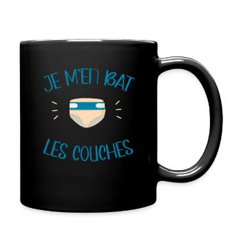 Je M'en Bat Les Couches Cadeau Drôle Pour Bébé - Mug uni - noir - Droite