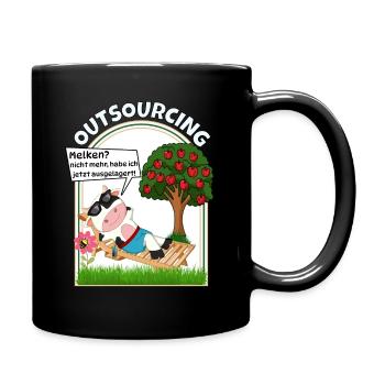 Outsourcing des Melkens vegane vegetarische Kuh - Tasse einfarbig - Schwarz - Rechts