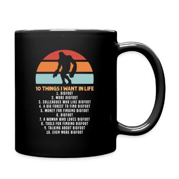 Bigfoot Sasquatch Yeti Hike and Seek - Full Colour Mug - black - Right