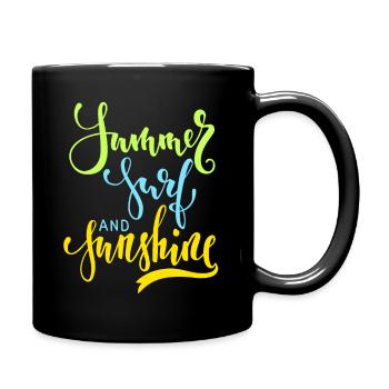 Summer-Surf-And-Sunshine, Summer Saying, Surfing - Full Colour Mug - black - Right