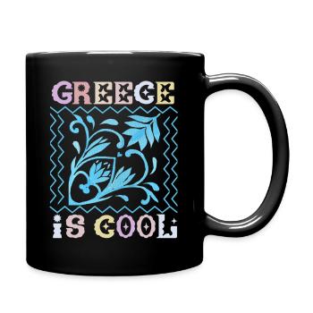 Greece, saying, Greece-Is-Cool, ornament - Full Colour Mug - black - Right