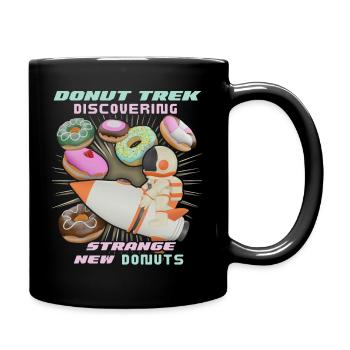 Donut trek, donuts in space, funny astronaut - Full Colour Mug - black - Right