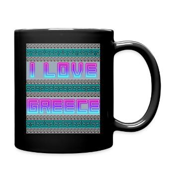 Antikes griechisches Mäander, I-love-Greece Spruch - Tasse einfarbig - Schwarz - Rechts