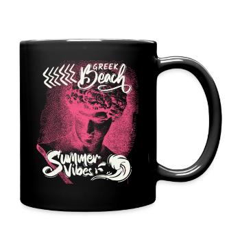 Griechenland, antikes Ornament, lustiger Spruch - Tasse einfarbig - Schwarz - Rechts