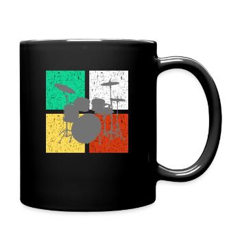 Schlagzeug Schlagzeuger Vintage Retro Drum Set Trendige Musik - Tasse einfarbig - Schwarz - Rechts