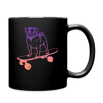 Skateboarding Mops Skateboard Tricks Skater - Tasse einfarbig - Schwarz - Rechts
