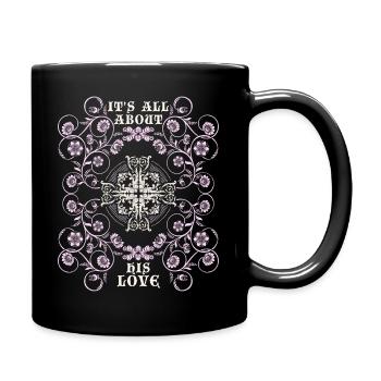 Jesus Christus, Vintage-Ornament, Jesus-Spruch - Tasse einfarbig - Schwarz - Rechts