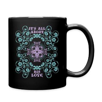Jesus Christus, Vintage-Ornament, Jesus-Spruch - Tasse einfarbig - Schwarz - Rechts