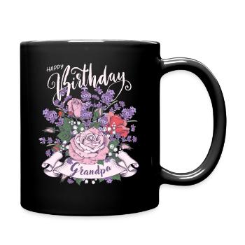 Vintage Style Happy Birthday Grandpa Grandpa Birthday Birthday - Full Colour Mug - black - Right
