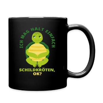 Schildkröte Tier Liebe - Tasse einfarbig - Schwarz - Rechts