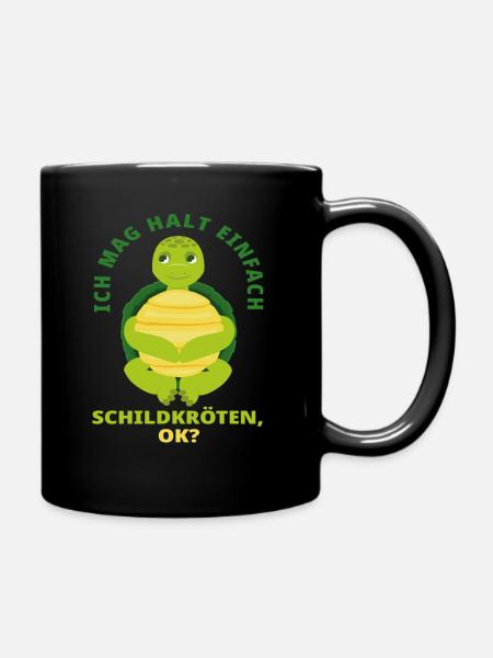 Schildkröte Tier Liebe - Tasse einfarbig - Schwarz