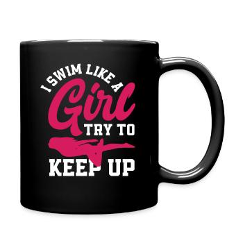 Swimming Swimmer Sports Girls - Full Colour Mug - black - Right