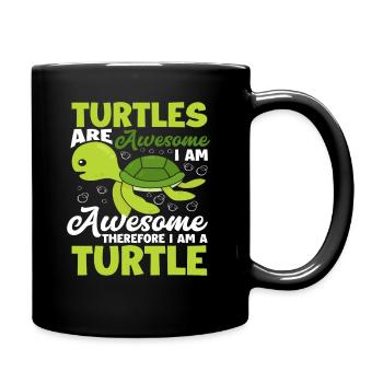 Schildkröte Lustiger Schildkröten Spruch - Tasse einfarbig - Schwarz - Rechts
