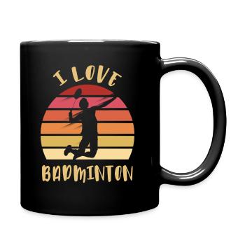 Ich liebe Badminton Jump Smash - Tasse einfarbig - Schwarz - Rechts