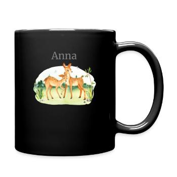 Fleurs de cerf d’animaux de la forêt Nom Anna - Mug uni - noir - Droite