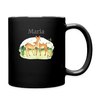 Forest Animal Deer Flowers Name Maria - Full Colour Mug - black - Right
