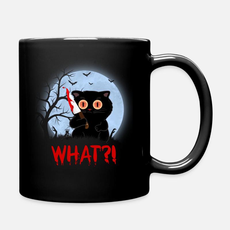 schwarze Katze was mörderisches blutiges Messer Halloween - Tasse einfarbig - Schwarz