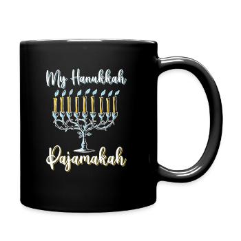 My Hanukkah Pajamakah - Menorah Lights Hanukkah - Full Colour Mug - black - Right