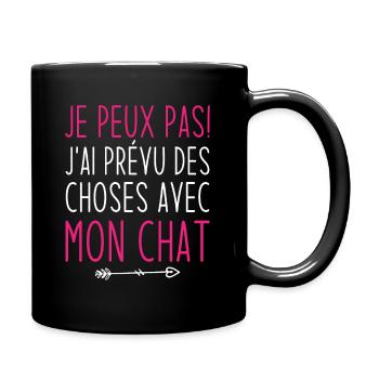 Je peux pas j'ai prévu des choses avec mon chat - Mug uni - noir - Droite