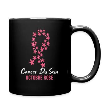 Cancer du Sein octobre rose - Mug uni - noir - Droite