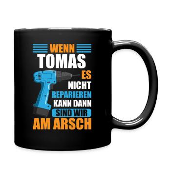 Tomas Vorname Name Geburtstag Reparieren - Tasse einfarbig - Schwarz - Rechts