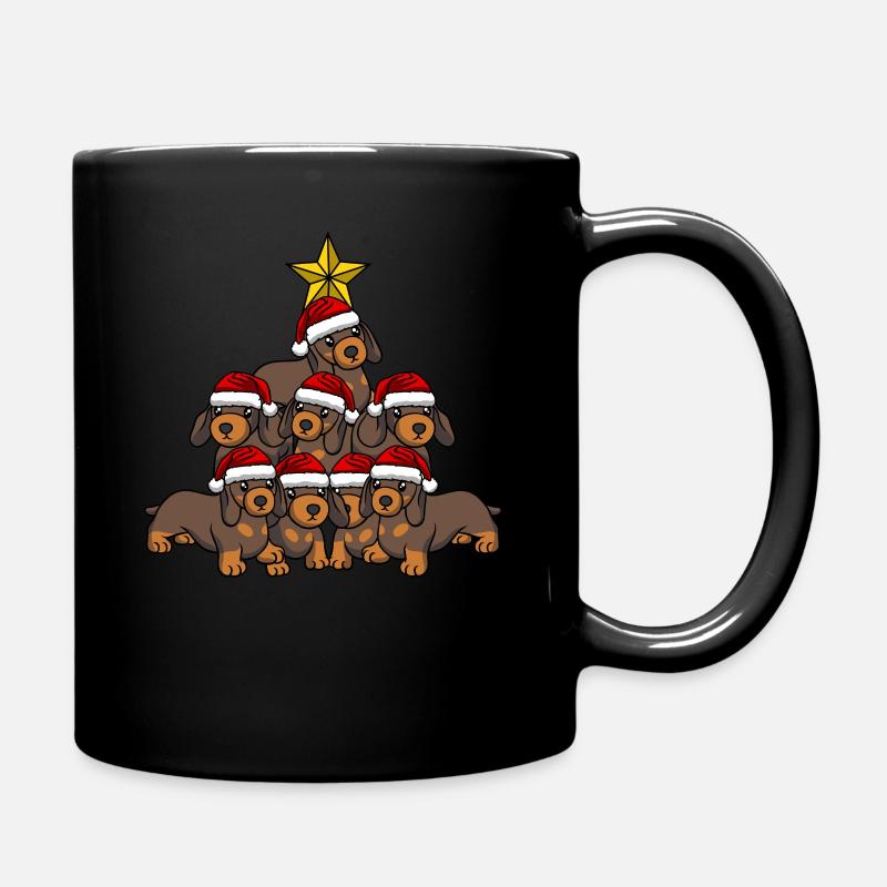 Dackel Weihnachtsbaum - Tasse einfarbig - Schwarz