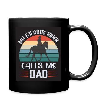 Cavalier Cheval Père Papa papa - Mug uni - noir - Droite