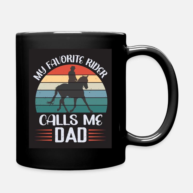 Reiter Pferd Vater Dad papa - Tasse einfarbig - Schwarz