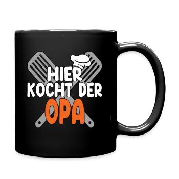 Hier Kocht Der Opa - Tasse einfarbig - Schwarz - Rechts
