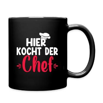 Hier Kocht Der Chef - Tasse einfarbig - Schwarz - Rechts