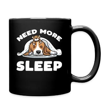 Beagle dog Sleeping with cuddly toy - Full Colour Mug - black - Right