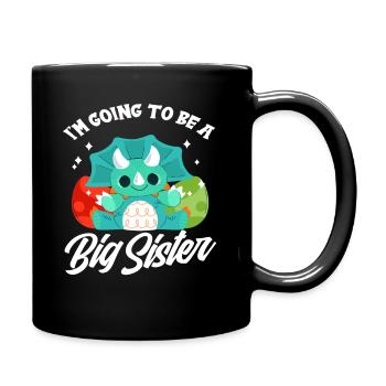 Dinosaurier Schwanger Schwester Nachwuchs - Tasse einfarbig - Schwarz - Rechts
