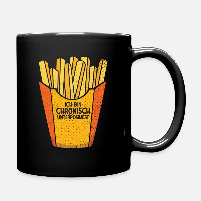 Ich bin chronisch UNTERPOMMEST - Pommes Fritten Sp - Tasse einfarbig - Schwarz