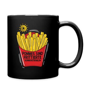 Pommes Sind Frittierte Sonnenstrahlen Pommes Liebh - Tasse einfarbig - Schwarz - Rechts