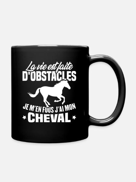 Je m'en fous j'ai mon cheval, Cadeau équitation - Mug uni - noir