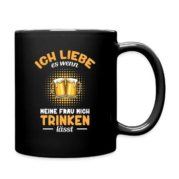Ich liebe es wenn meine Frau mich trinken lässt - Tasse einfarbig - Schwarz - Rechts