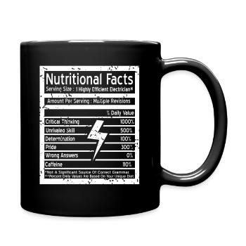 Vintage Funny Nutritional Facts Of An Electrician - Full Colour Mug - black - Right